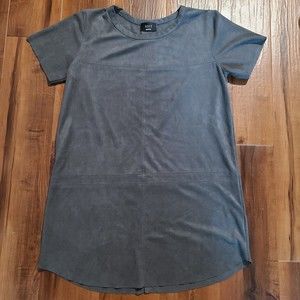Vici Dress Faux Suede Short Sleeve Soft Comfy Raw Hem Fall Career Womens Medium